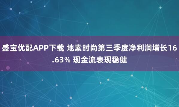 盛宝优配APP下载 地素时尚第三季度净利润增长16.63% 现金流表现稳健